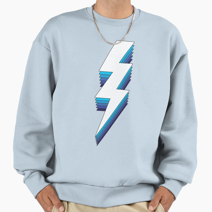Lightning Bolt White And Blue Sweatshirt - Unique Graphic for Adults - T-Shirt, Sweatshirt, Hoodie