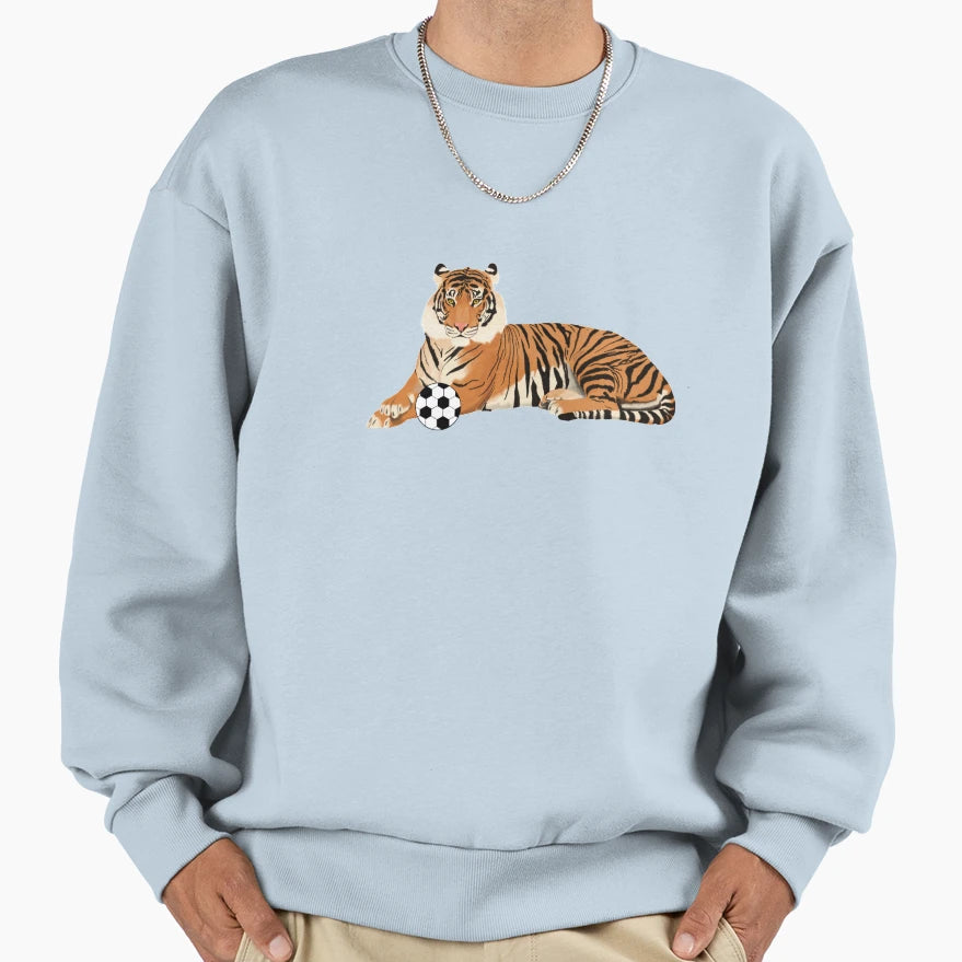 Soccer Tiger Sweatshirt - Aesthetic Graphic Men Women - T-Shirt, Sweatshirt, Hoodie