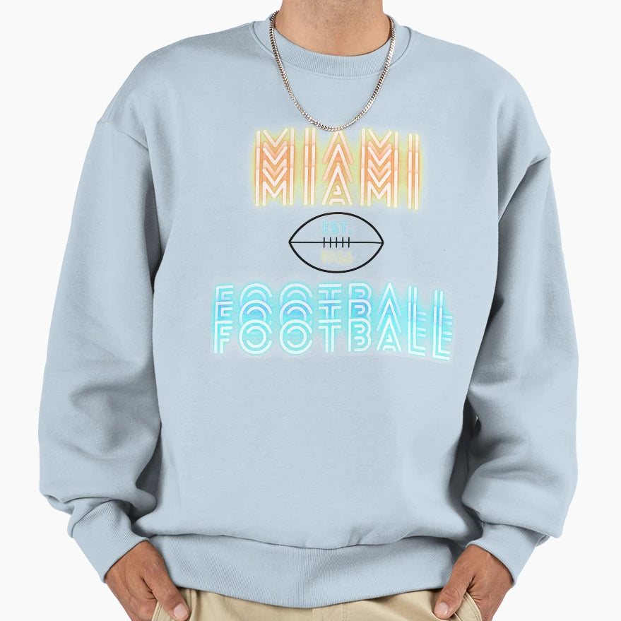 Miami Football Throwback 80S Sweatshirt - Unique Graphic Unisex - T-Shirt, Sweatshirt, Hoodie