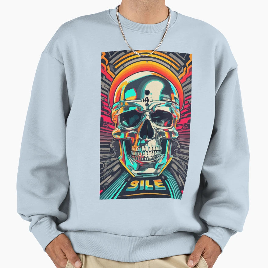 Skull Symbol Metallic Skeleton Sweatshirt - Graphic Print for Adults - T-Shirt, Sweatshirt, Hoodie