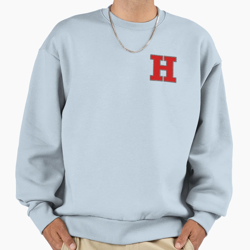 H Initial Letter Patch Sweatshirt - Unique Graphic for Adults - T-Shirt, Sweatshirt, Hoodie