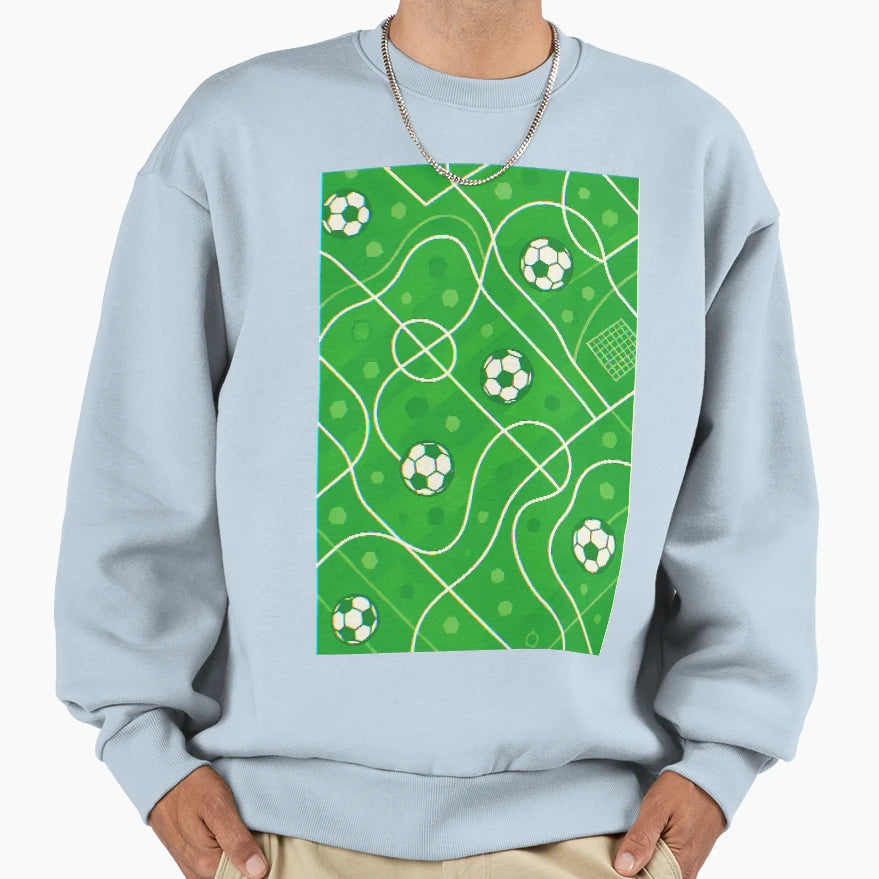 Fun Videogame Soccer Field Pattern Sweatshirt - Trendy Graphic for Adults - T-Shirt, Sweatshirt, Hoodie