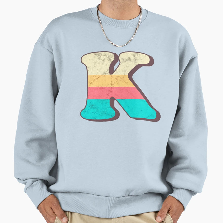 K Letter Alphabet Typography Font Sweatshirt - Unique Graphic Men Women - T-Shirt, Sweatshirt, Hoodie