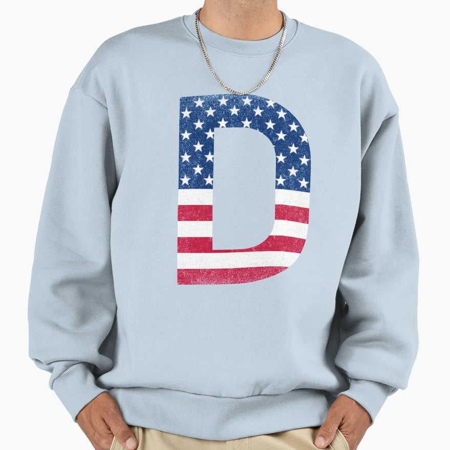 Letter D Capital Alphabet American Sweatshirt - Streetwear Style Unisex - T-Shirt, Sweatshirt, Hoodie