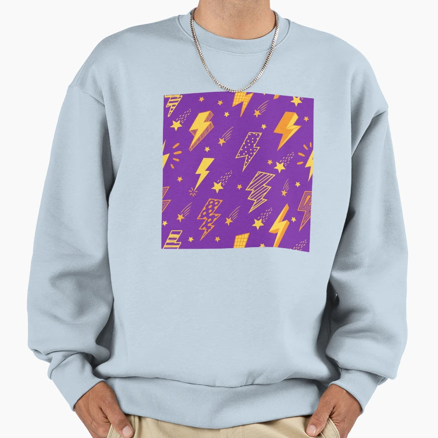 Cartoon Lightning Pattern Sweatshirt - Graphic Print Men Women - T-Shirt, Sweatshirt, Hoodie
