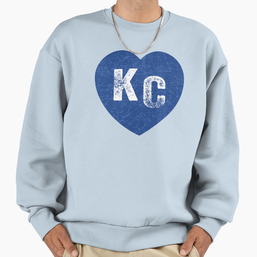 Royal Blue Kc Blue Heart Kansas City Sweatshirt - Graphic Print Men Women - T-Shirt, Sweatshirt, Hoodie