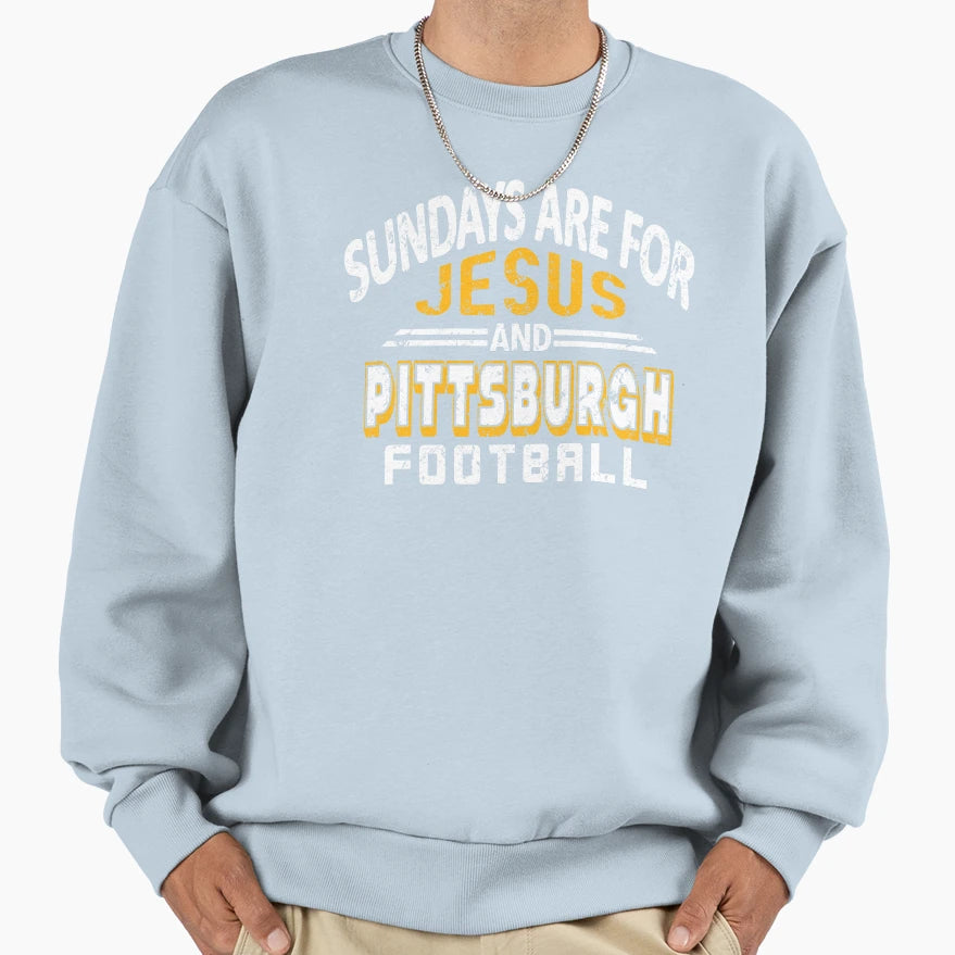 Pittsburgh Pro Football And Jesus Sweatshirt - Graphic Print for Adults - T-Shirt, Sweatshirt, Hoodie