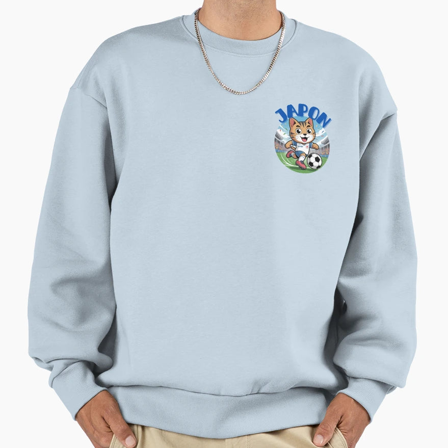 Japan Soccer Cat World Cup Fan Sweatshirt - Fun Novelty Design for Adults - T-Shirt, Sweatshirt, Hoodie