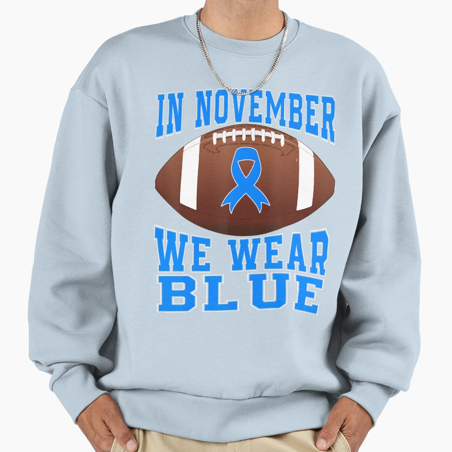 November Bow Blue Support Month Sweatshirt - Streetwear Style Men Women - T-Shirt, Sweatshirt, Hoodie