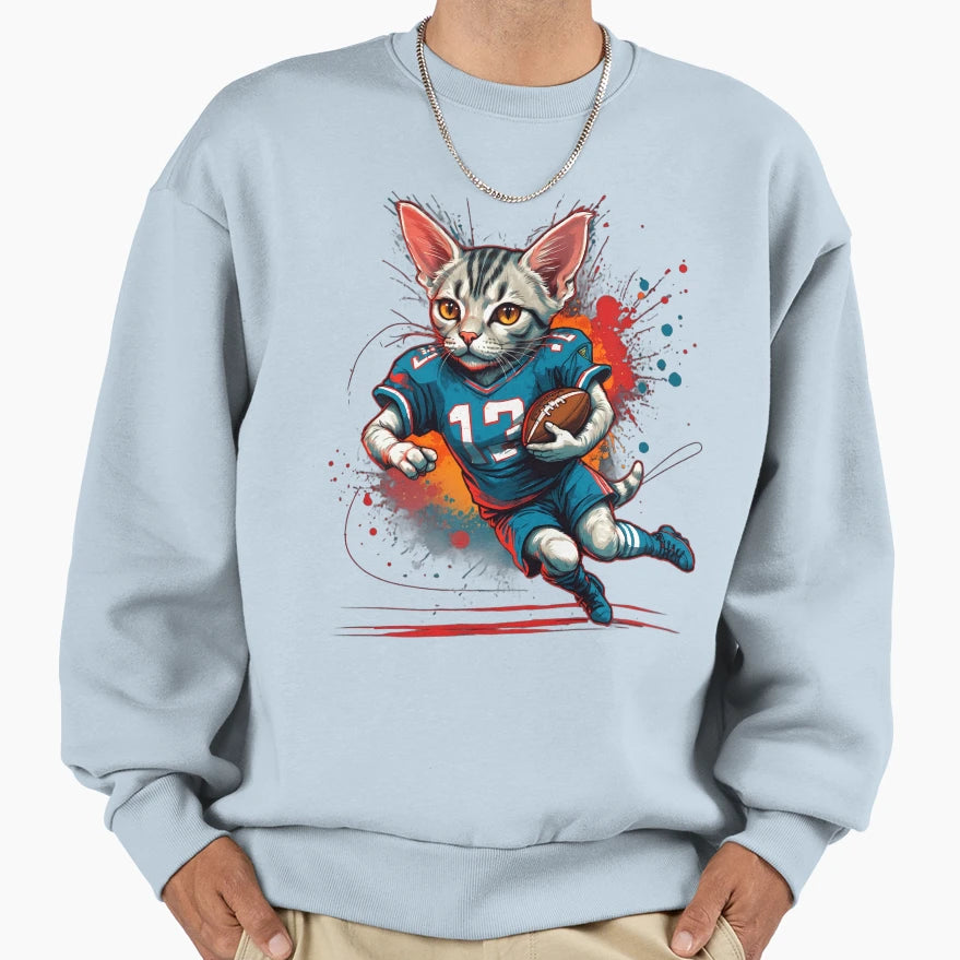 Shorthair Cat Playing American Sweatshirt - Custom Art Print for Adults - T-Shirt, Sweatshirt, Hoodie