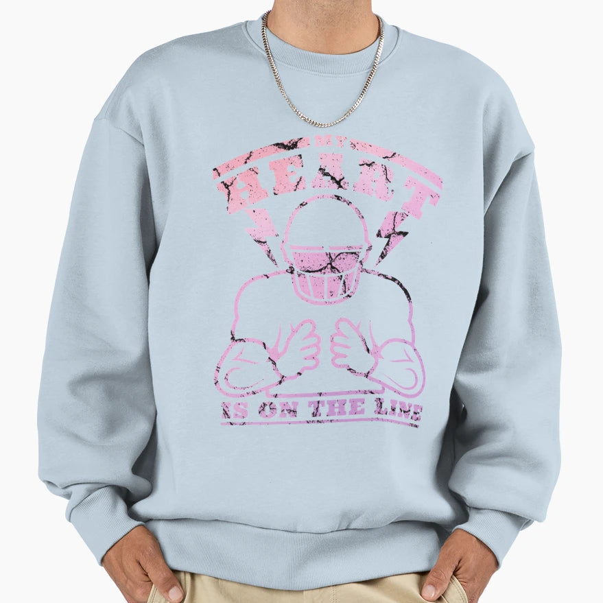 My Heart Is Line Football Football T-Shirt - Fun Novelty Design Unisex - T-Shirt, Sweatshirt, Hoodie