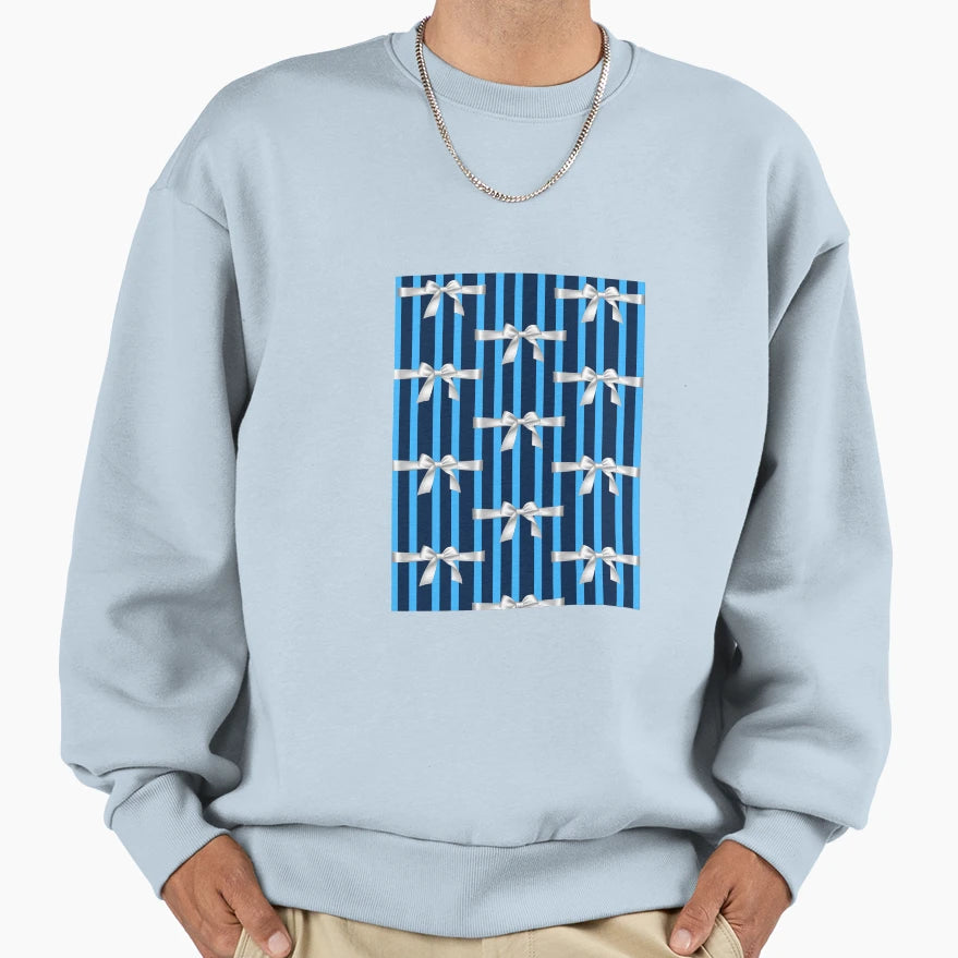 Blue Stripe Pattern Sweatshirt - Casual Everyday Wear Men Women - T-Shirt, Sweatshirt, Hoodie