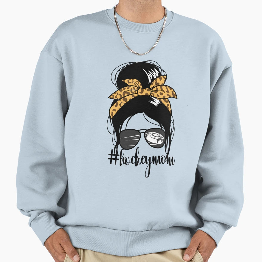 Hockeymom Messy Bun Mom Womens Sweatshirt - Custom Art Print Men Women - T-Shirt, Sweatshirt, Hoodie
