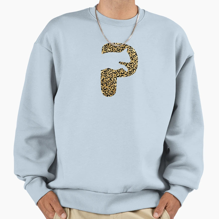 Letter P Black And Gold Leopard Cat Sweatshirt - Trendy Graphic Men Women - T-Shirt, Sweatshirt, Hoodie