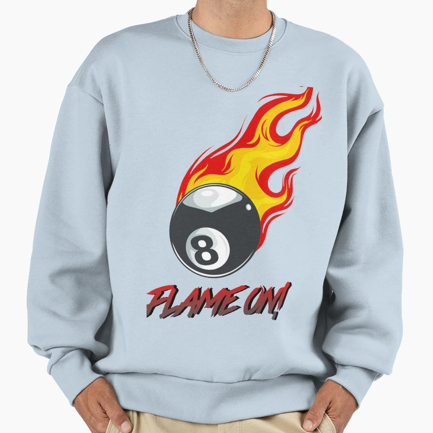 Flame Billiards Eight Ball Sweatshirt - Streetwear Style Unisex - T-Shirt, Sweatshirt, Hoodie