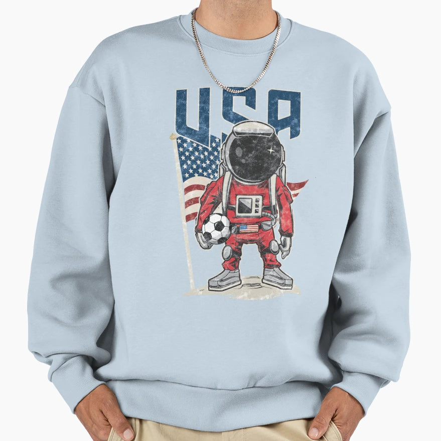 Usa Soccer Astronaut Sweatshirt - Graphic Print Unisex - T-Shirt, Sweatshirt, Hoodie