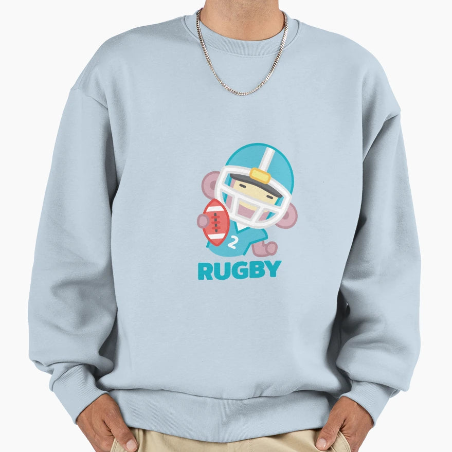 Monkey Rugby Mascot Jersey Number 2 Sweatshirt - Graphic Print Men Women - T-Shirt, Sweatshirt, Hoodie