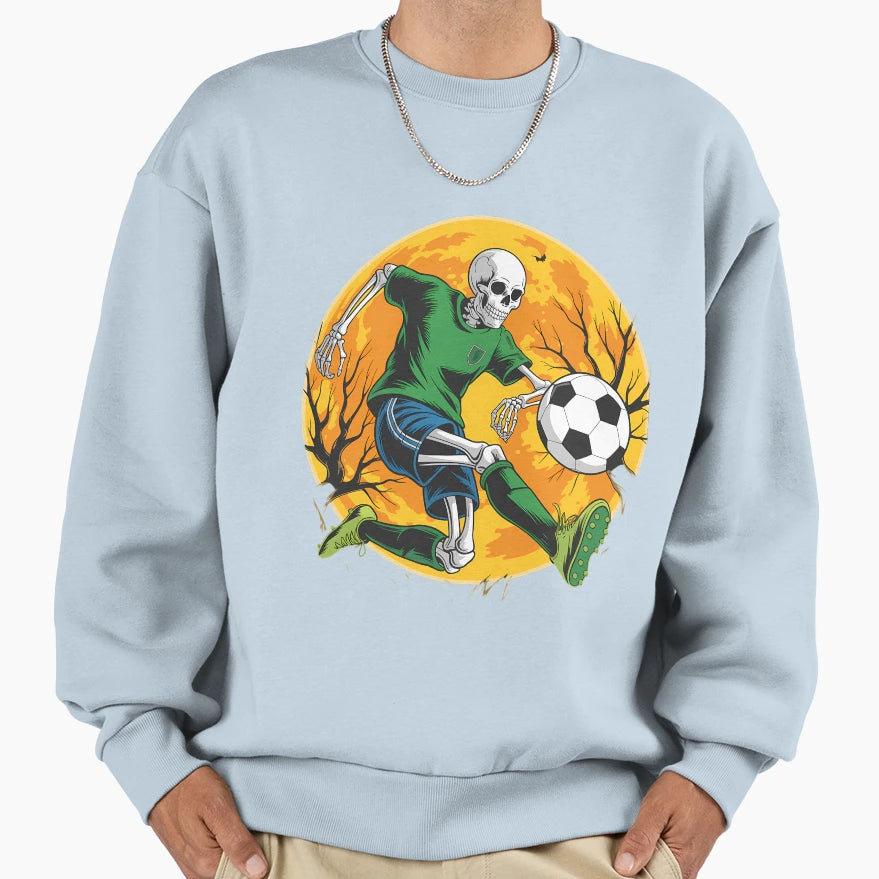 Soccer Skeleton Halloween Football Sweatshirt - Unique Graphic for Adults - T-Shirt, Sweatshirt, Hoodie