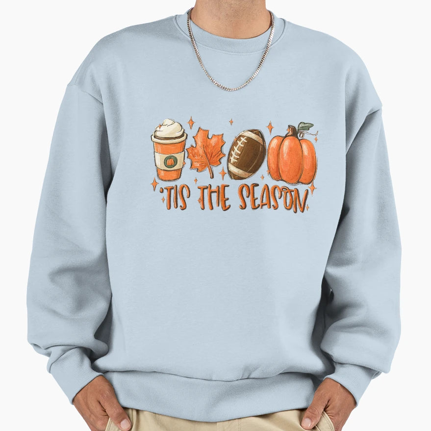 Tis Season Pumpkin Spice Football Sweatshirt - Aesthetic Graphic Unisex - T-Shirt, Sweatshirt, Hoodie