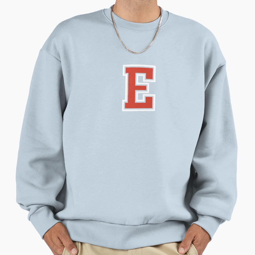 Letter E Initial E Varsity Red Sweatshirt - Fun Novelty Design for Adults - T-Shirt, Sweatshirt, Hoodie