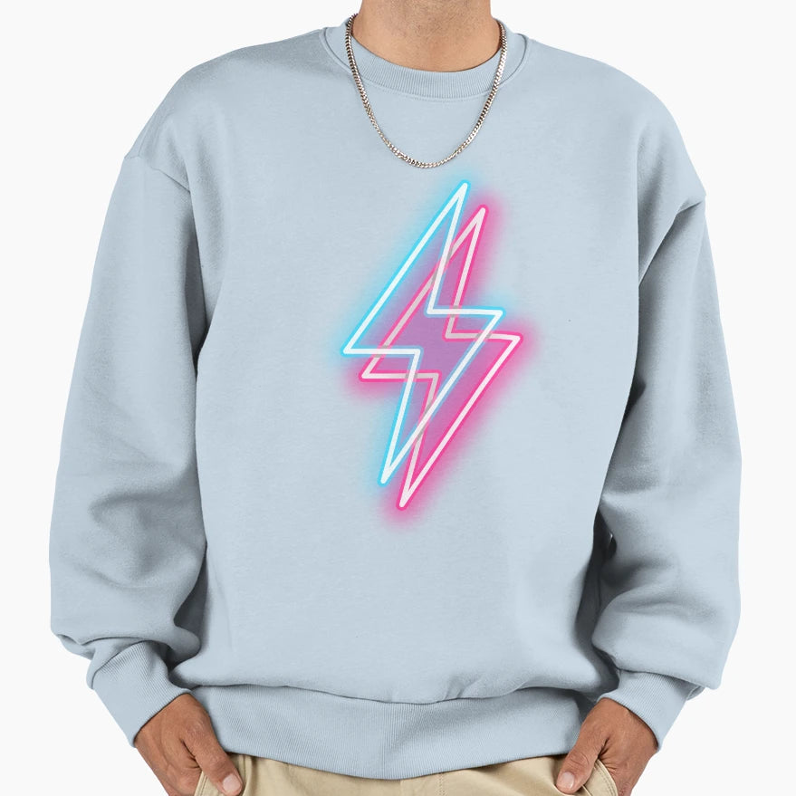 Lightning Thunder Neon Electricity Sweatshirt - Graphic Print Unisex - T-Shirt, Sweatshirt, Hoodie