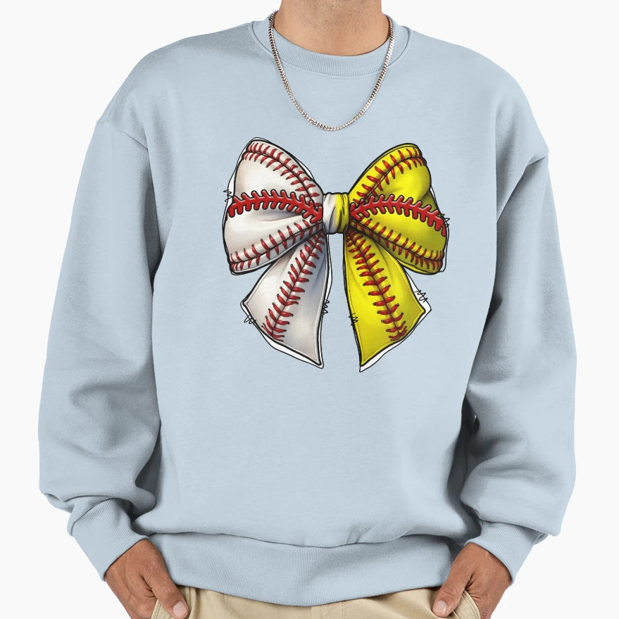 Baseball Softball Coquette Bow Game Sweatshirt - Custom Art Print Unisex - T-Shirt, Sweatshirt, Hoodie