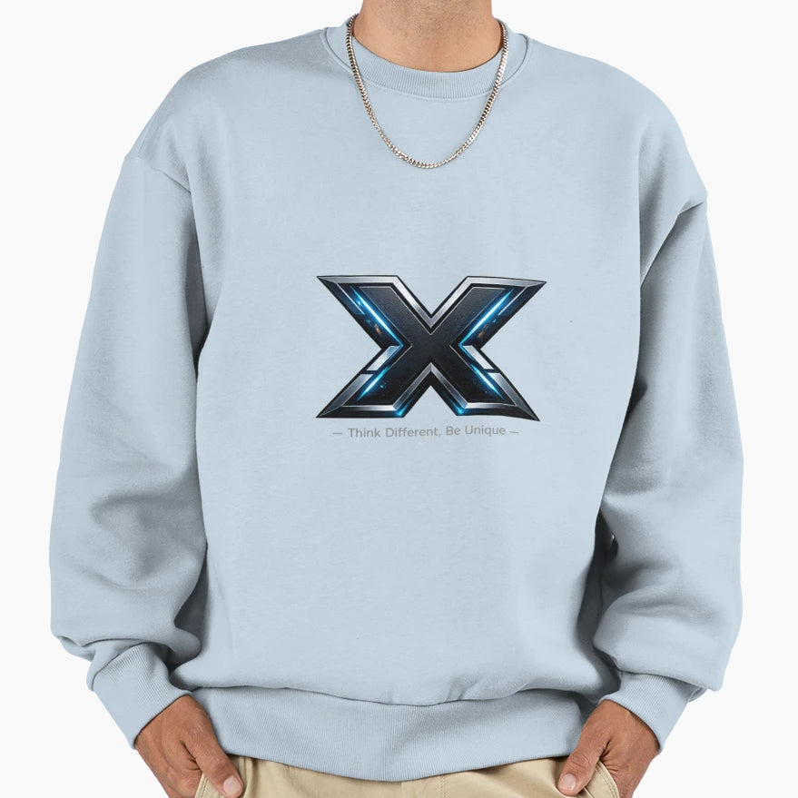Futuristic Metallic X Logo Think Sweatshirt - Graphic Print Unisex - T-Shirt, Sweatshirt, Hoodie