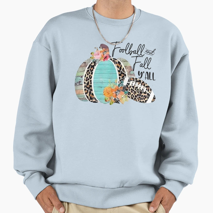 Fall Yall Halloween Pumpkin Football Sweatshirt - Graphic Print Men Women - T-Shirt, Sweatshirt, Hoodie