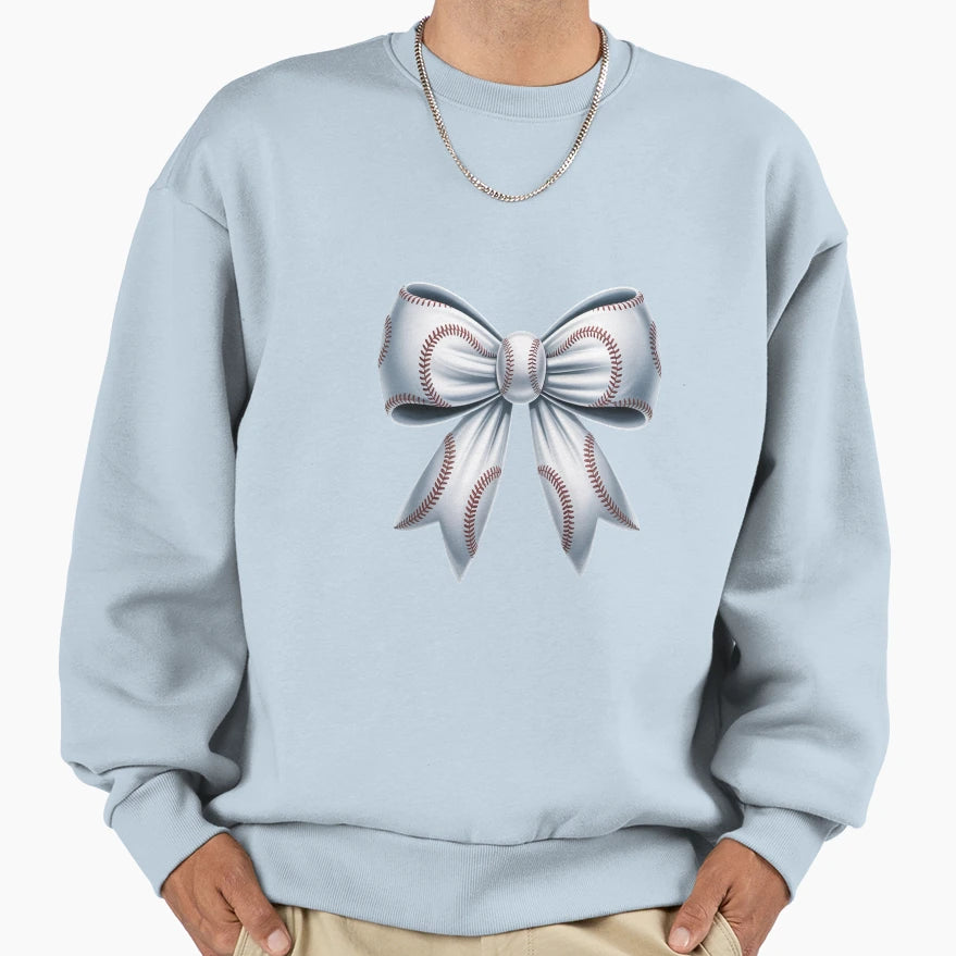 Baseball Coquette White Bow Sweatshirt - Casual Everyday Wear Unisex - T-Shirt, Sweatshirt, Hoodie