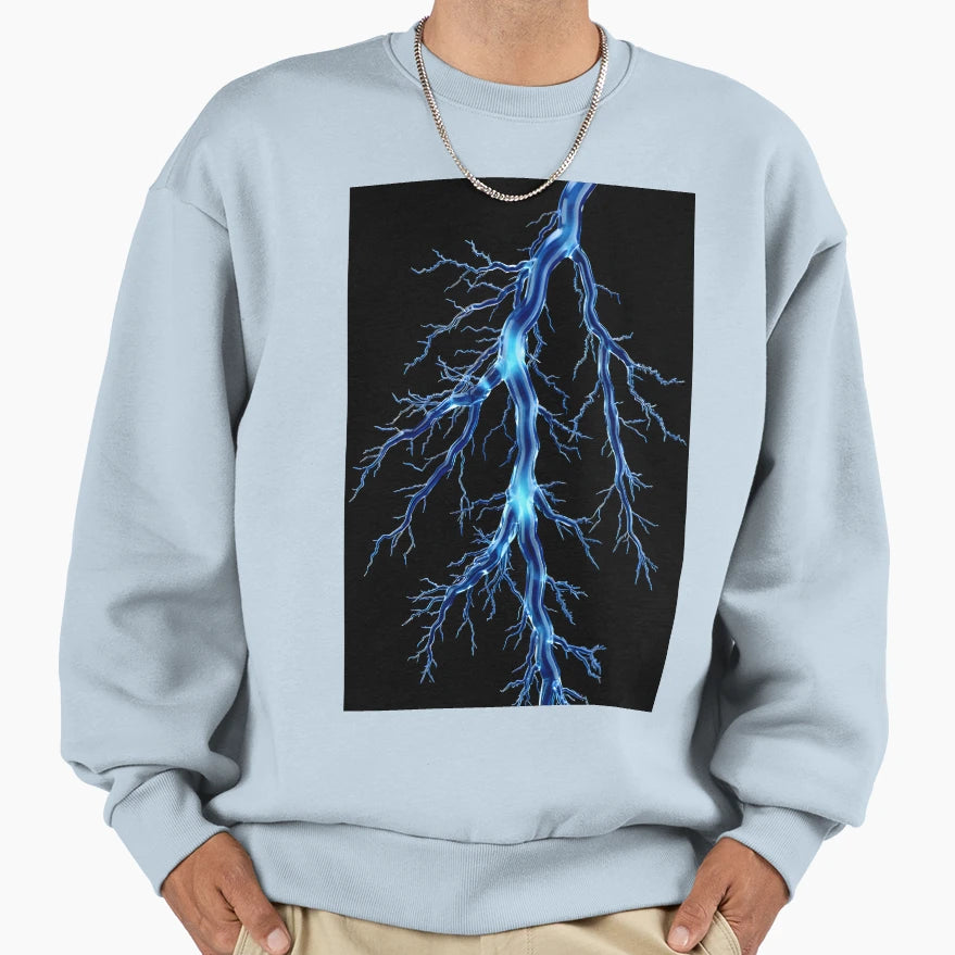 Blue Glass Lightning Sweatshirt - Streetwear Style Unisex - T-Shirt, Sweatshirt, Hoodie