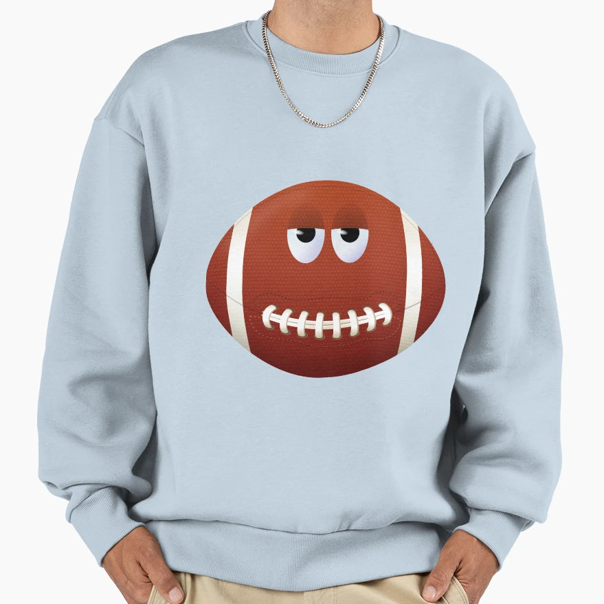 Football Smiley Face Sweatshirt - Fun Novelty Design for Adults - T-Shirt, Sweatshirt, Hoodie