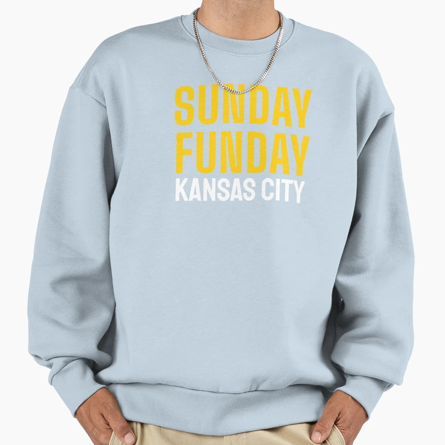 Sunday Funday Kansas City Football Sweatshirt - Graphic Print Men Women - T-Shirt, Sweatshirt, Hoodie