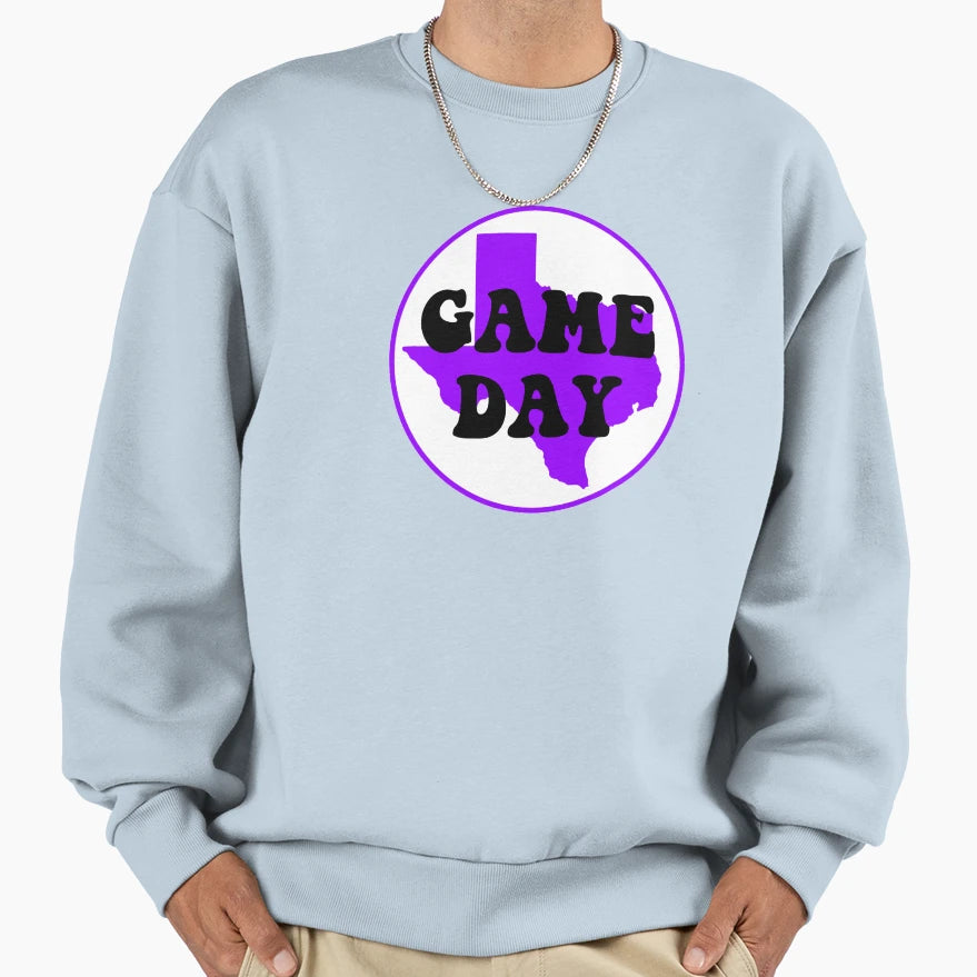 Purple Texas Game Day Sweatshirt - Graphic Print Unisex - T-Shirt, Sweatshirt, Hoodie
