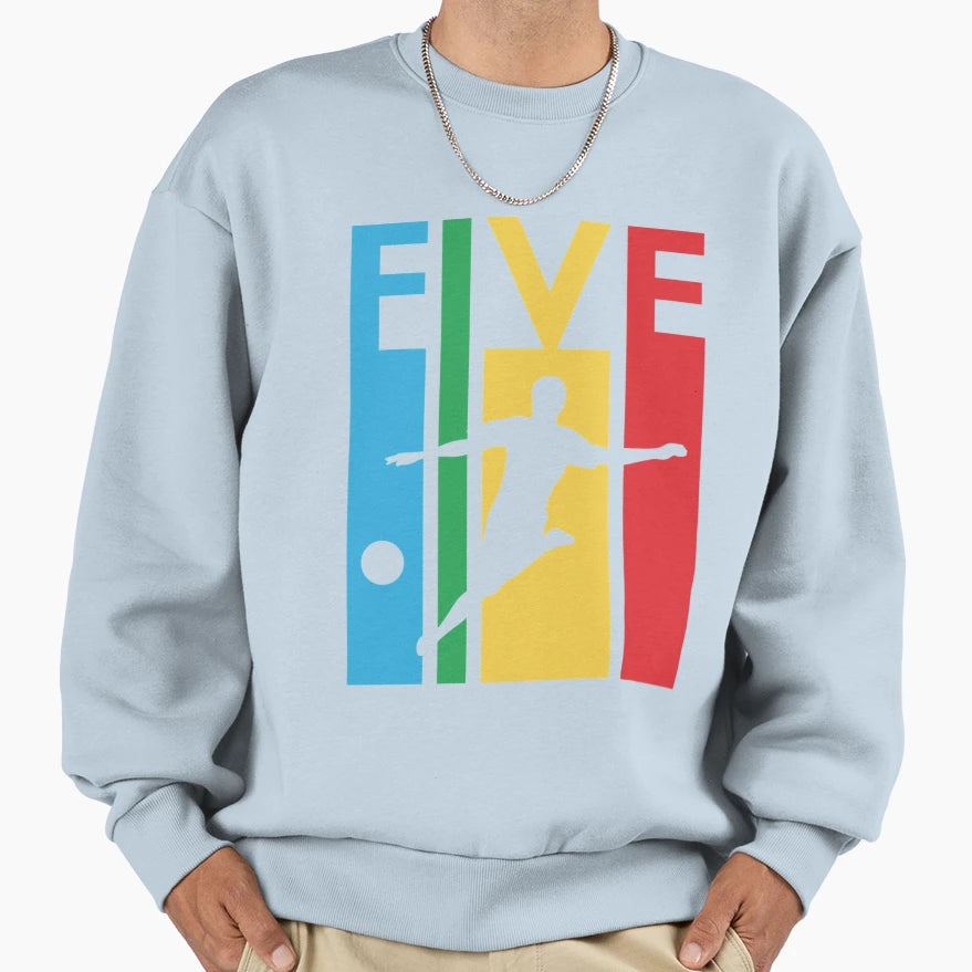 5Th Birthday Gift Five Colorful Soccer T-Shirt - Trendy Graphic Men Women - T-Shirt, Sweatshirt, Hoodie