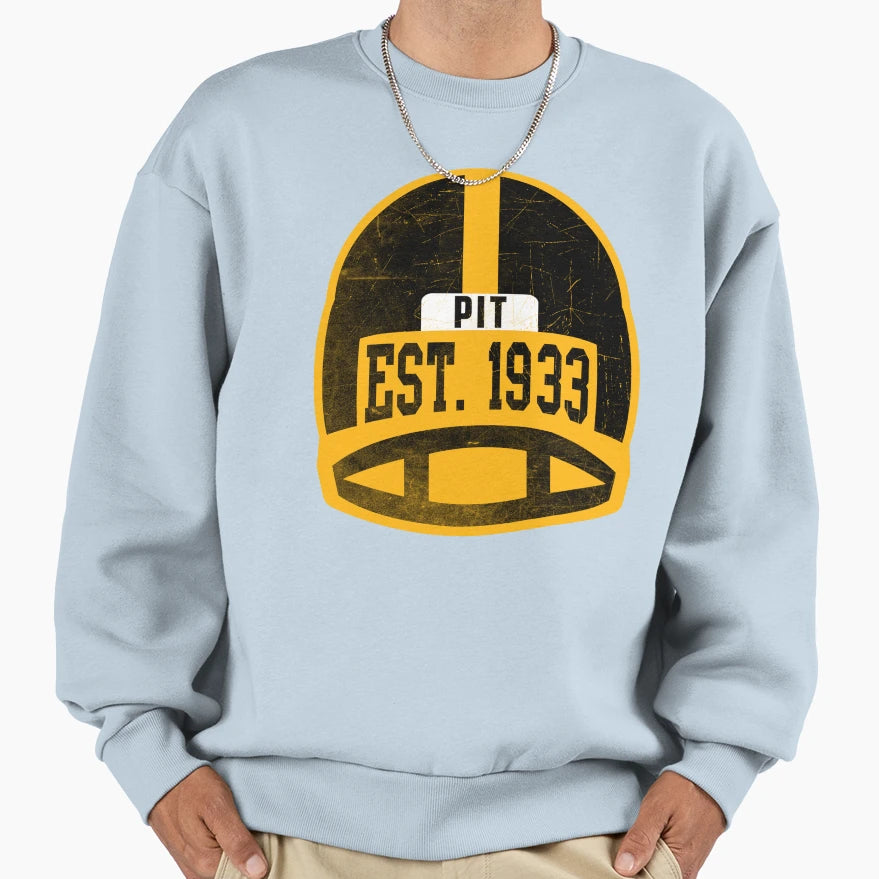 Pittsburgh Throwback Football Helmet Sweatshirt - Minimalist Print Unisex - T-Shirt, Sweatshirt, Hoodie