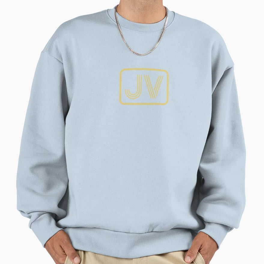 Jv Initials Gold Geometric Letters Sweatshirt - Graphic Print for Adults - T-Shirt, Sweatshirt, Hoodie