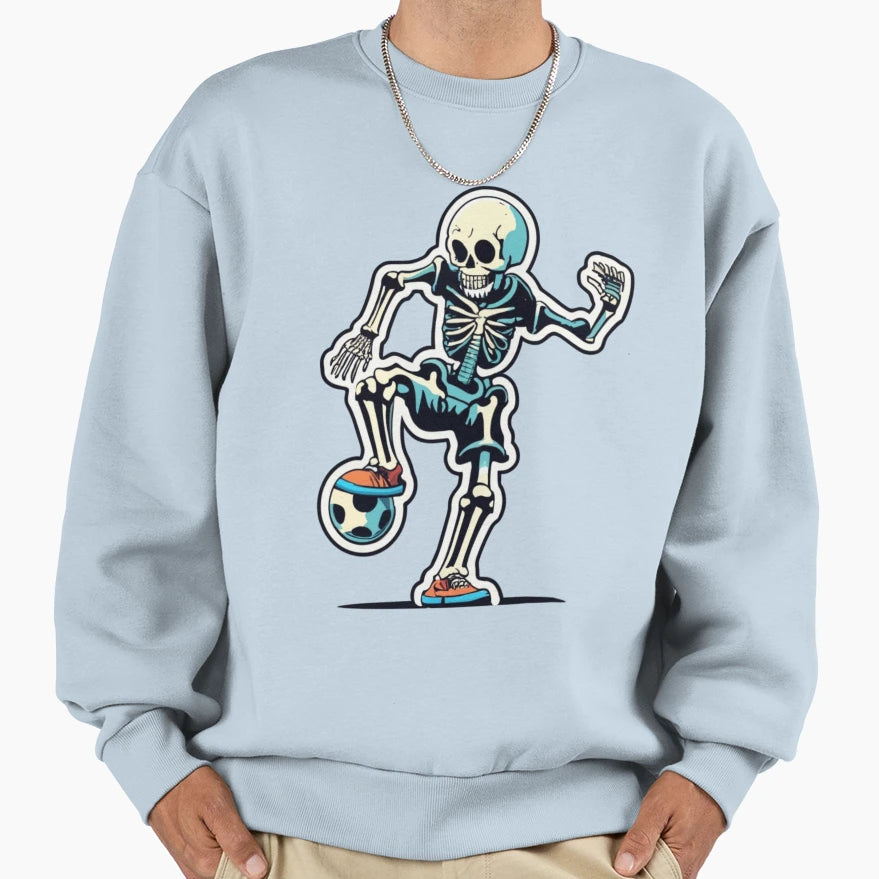 Skeleton Halloween Soccer Player Sweatshirt - Aesthetic Graphic Men Women - T-Shirt, Sweatshirt, Hoodie