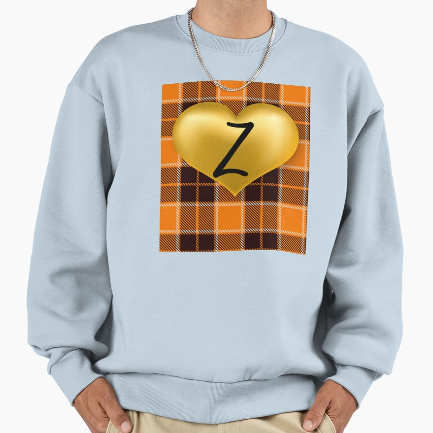 Abstract Warm Plaid Puff Gold Heart Sweatshirt - Streetwear Style Unisex - T-Shirt, Sweatshirt, Hoodie