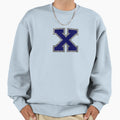 Silver And Navy Varsity Letter X Sweatshirt - Trendy Graphic Men Women - T-Shirt, Sweatshirt, Hoodie