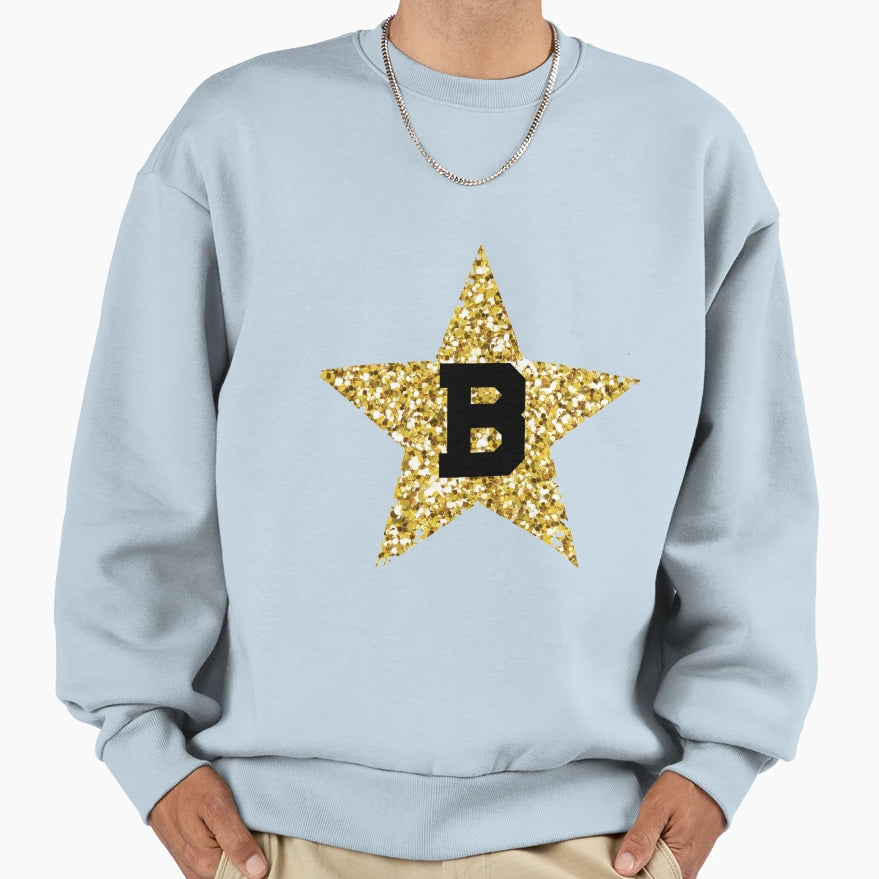 B Gold Star Sweatshirt - Trendy Graphic Men Women - T-Shirt, Sweatshirt, Hoodie