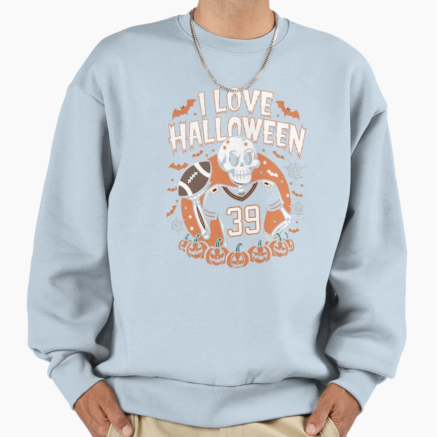Halloween Skeleton Football Player Sweatshirt - Minimalist Print Unisex - T-Shirt, Sweatshirt, Hoodie