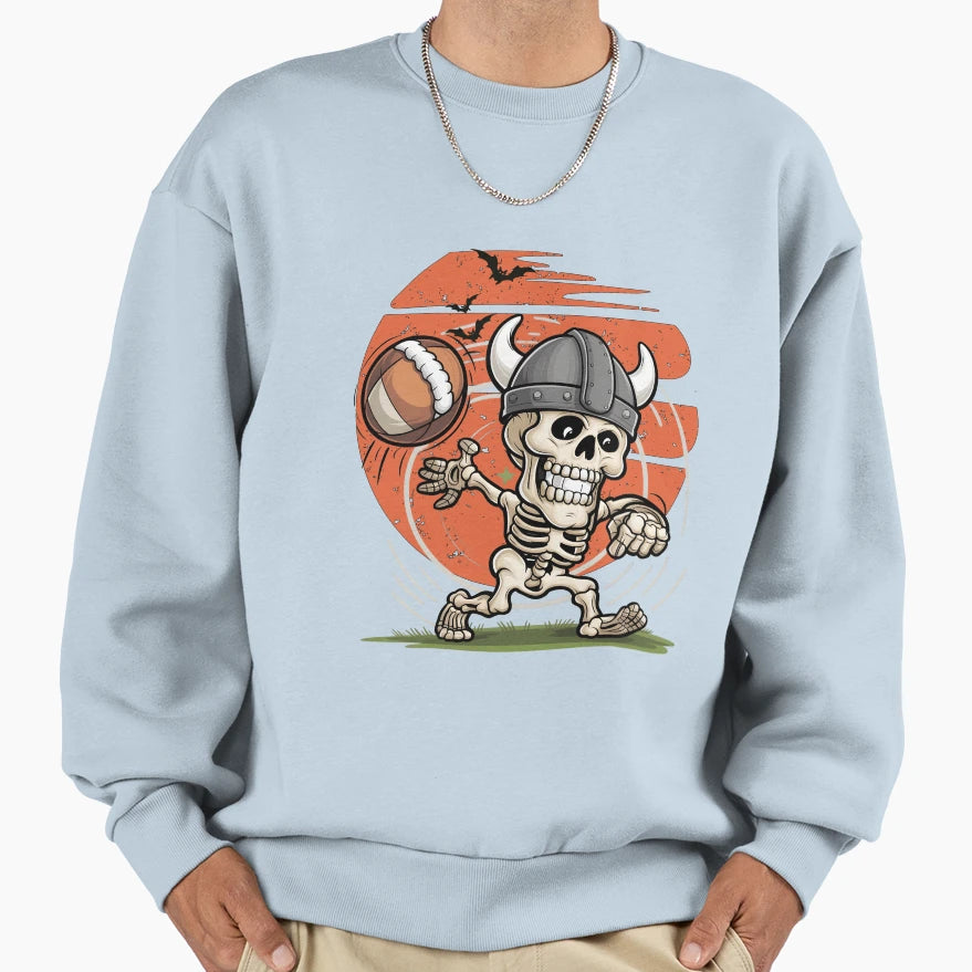 Viking Skeleton American Football Sweatshirt - Minimalist Print Unisex - T-Shirt, Sweatshirt, Hoodie