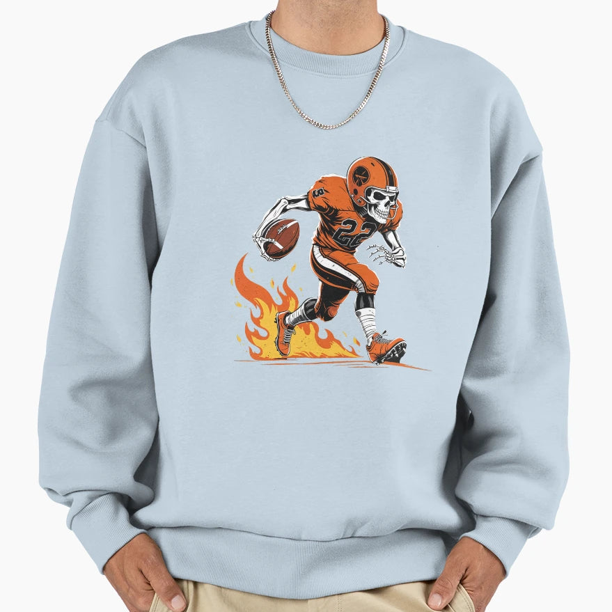 Skeleton American Football Fire T-Shirt - Casual Everyday Wear for Adults - T-Shirt, Sweatshirt, Hoodie