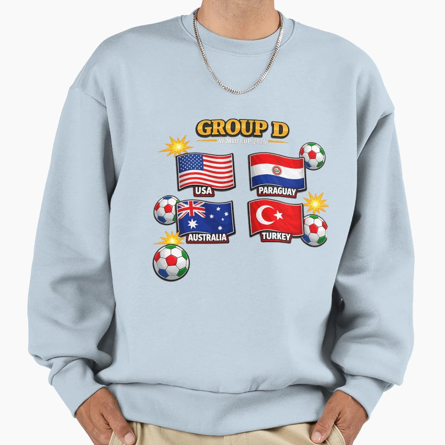 Group D World Cup 2026 Flags Sweatshirt - Minimalist Print Unisex - T-Shirt, Sweatshirt, Hoodie