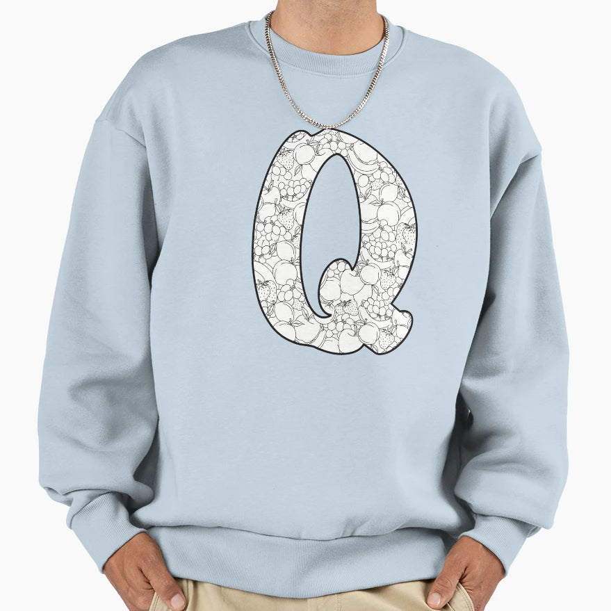 Alphabet Q Fruity Sweatshirt - Aesthetic Graphic Men Women - T-Shirt, Sweatshirt, Hoodie