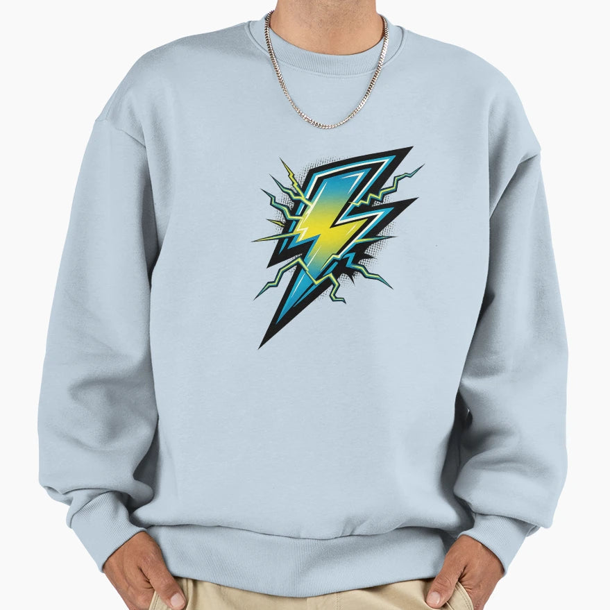 Electric Lightning Bolt Neon Thunder Sweatshirt - Custom Art Print Unisex - T-Shirt, Sweatshirt, Hoodie