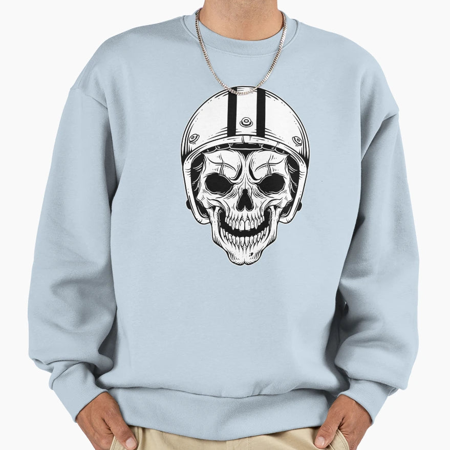 Skull Rider Bikers Tattoo Helmet Sweatshirt - Custom Art Print for Adults - T-Shirt, Sweatshirt, Hoodie