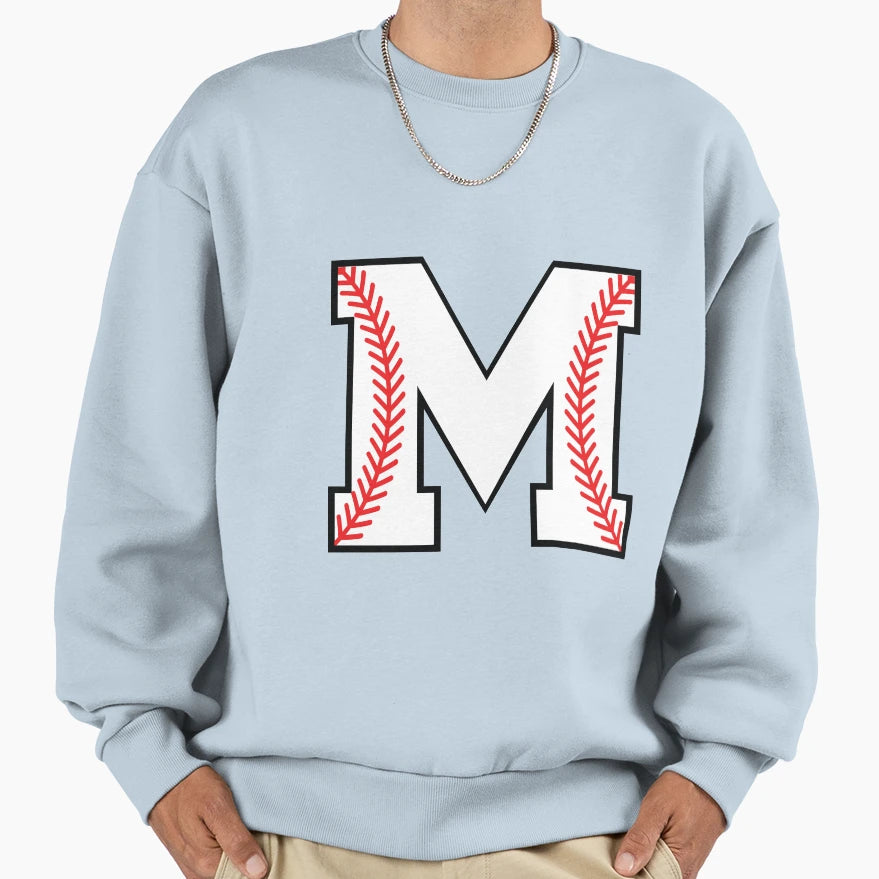 Baseball Letter M Sports Monogram Sweatshirt - Custom Art Print Unisex - T-Shirt, Sweatshirt, Hoodie