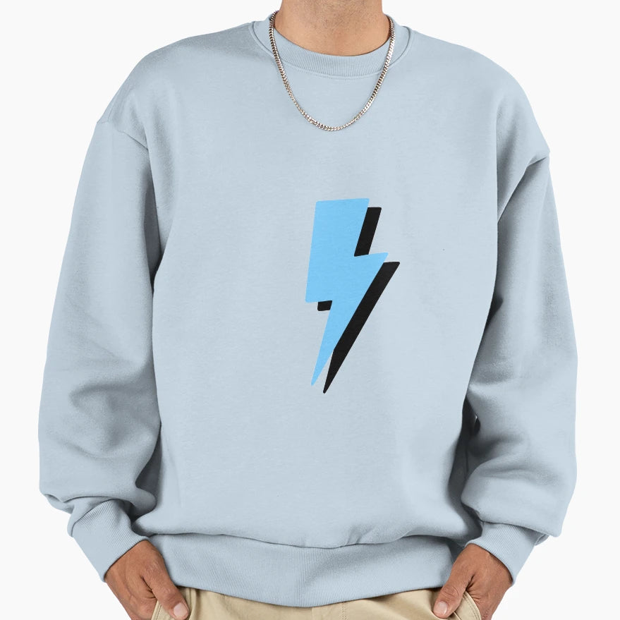 Blue Lightning Bolt Sweatshirt - Trendy Graphic Unisex - T-Shirt, Sweatshirt, Hoodie