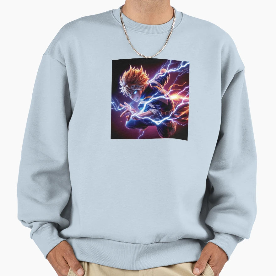 Lightning Power Up Anime 2 Sweatshirt - Minimalist Print for Adults - T-Shirt, Sweatshirt, Hoodie